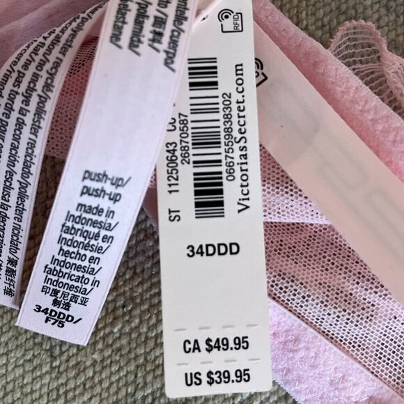 Victoria's Secret Woman's Pink Sexy Tee Push-Up Front Close Lace Bra Sz 34DDD - Picture 5 of 10